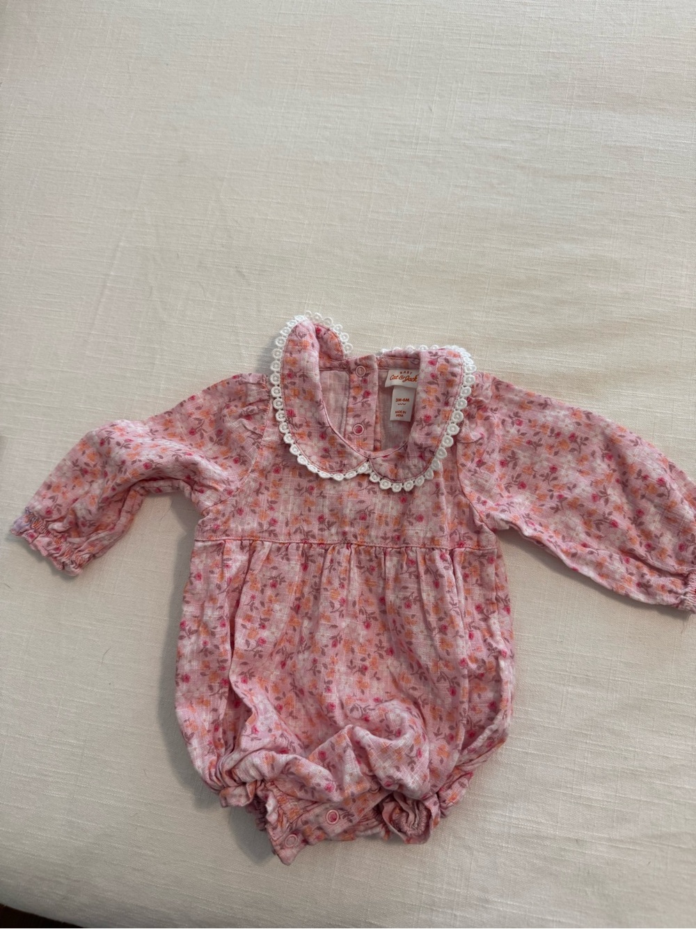 Cat & Jack Pink Floral Long-Sleeve One-Piece